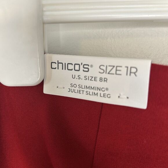 Chico’s Juliet Slim Pants Carmine Red Trim Detail NWT New Label - Size 1 Regular - Picture 8 of 13